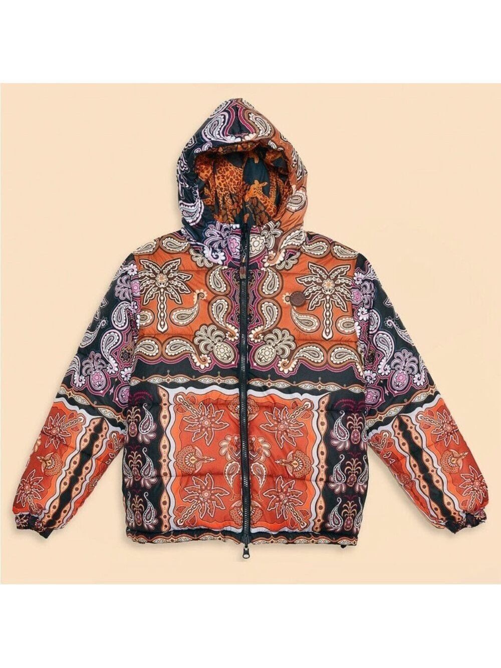 Farm Rio Black Sweet Mermaids Reversible Puffer Jacket - Picture 13 of 14